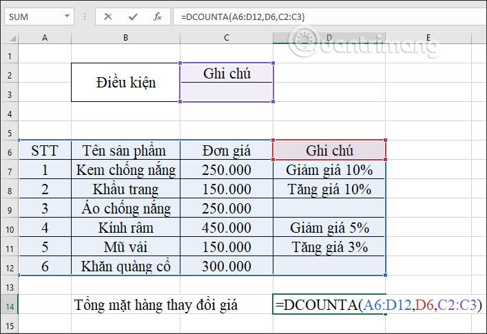 دالة DCOUNTA، كيفية استخدام الدالة لحساب الخلايا غير الفارغة في Excel