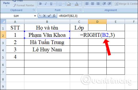 RIGHT函數，Excel中如何使用該函數將字串向右剪切