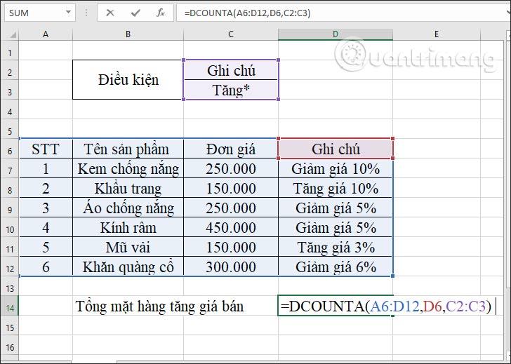 دالة DCOUNTA، كيفية استخدام الدالة لحساب الخلايا غير الفارغة في Excel