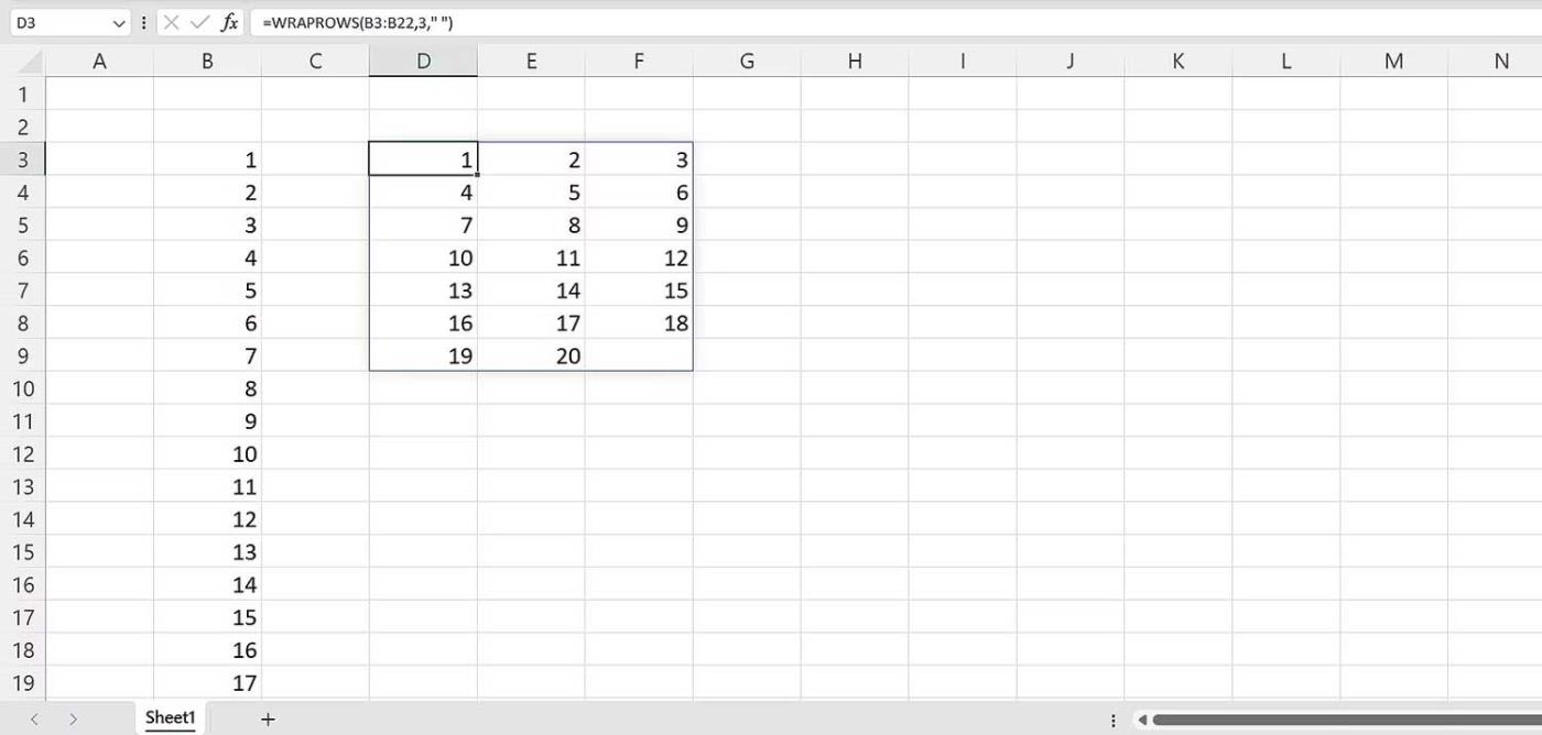 Comment utiliser la fonction WRAPPROS dans Excel
