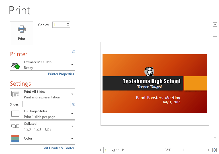 PowerPoint 2019 (Bahagian 10): Cetak pembentangan