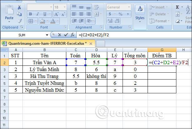 Fonction SIERREUR dans Excel, formule et utilisation