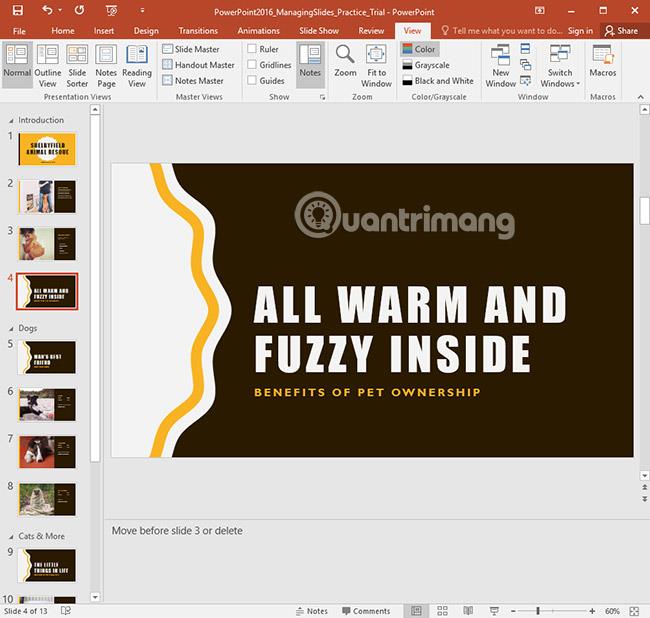 PowerPoint 2016: إدارة الشرائح في PowerPoint