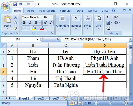 So verwenden Sie die CONCATENATE-Funktion in Excel
