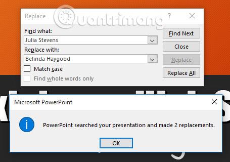 PowerPoint 2016: 찾기 및 바꾸기 기능 사용