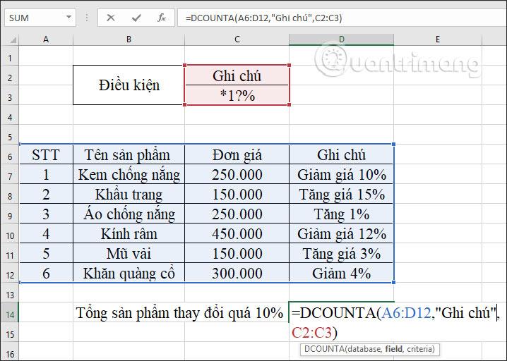 Fungsi DCOUNTA, cara menggunakan fungsi untuk mengira sel bukan kosong dalam Excel