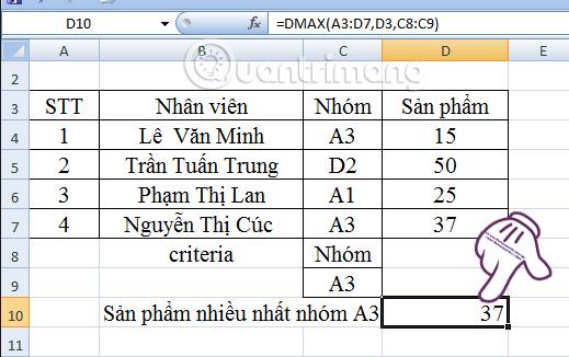 Instrucciones sobre cómo utilizar la funcin Dmax en Excel