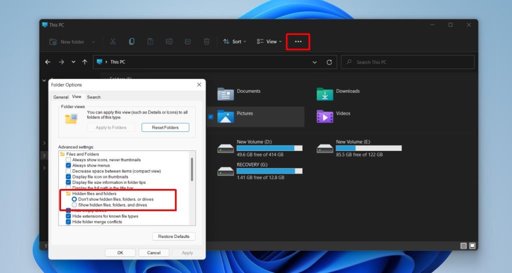 Bagaimana untuk menunjukkan fail tersembunyi dalam Windows 11