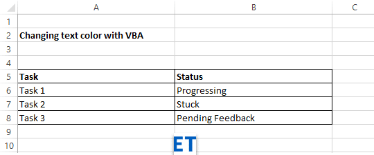 Bagaimana cara mengatur warna font teks Excel dengan VBA?