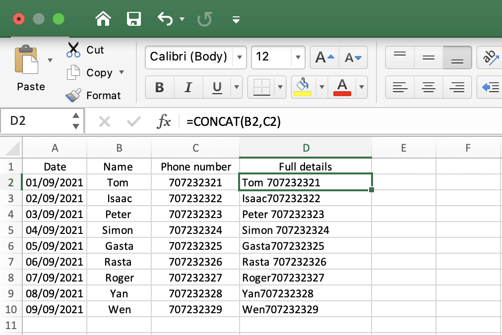 Làm cách nào để kết hợp nhiều cột bảng tính Excel 365/2021 thành một cột?