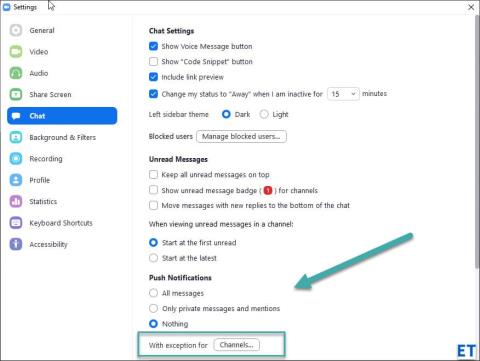 Zoomからのポップアップチャット通知を停止するにはどうすればよいですか？