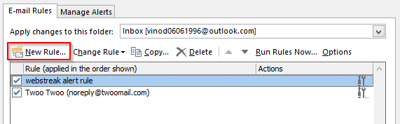 Instelling en gebruik van aangepaste regels voor Outlook 2016 /2019 / 365