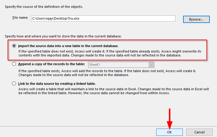 วิธีการนำเข้าข้อมูลจาก Excel ไปยังฐานข้อมูล Access?