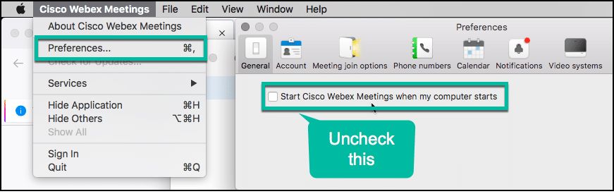 Comment désactiver Webex pour qu'il se lance automatiquement au démarrage ?