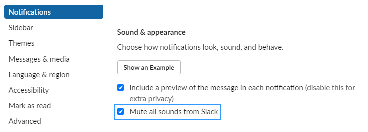 كيفية تعطيل الإشعارات والأصوات Slack؟