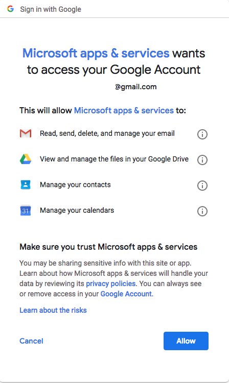 Wie füge ich Google-E-Mail zu Outlook 2016 und 2019 unter MAC OS hinzu?