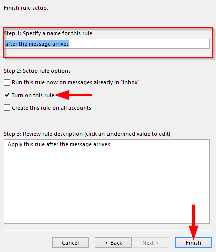 Configuration et utilisation des règles personnalisées pour Outlook 2016/2019/365