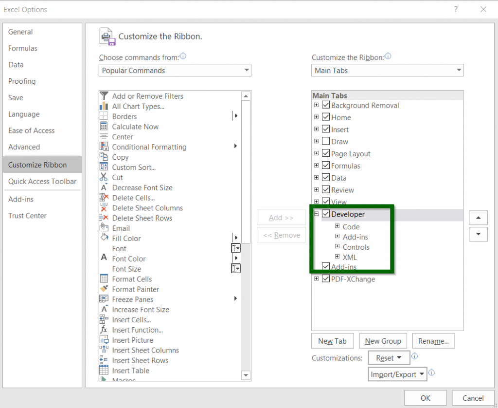 Geliştirici sekmesi Excel, Outlook ve Word 2019/365'te nasıl görüntülenir?