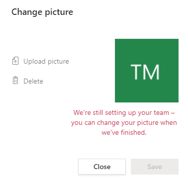 Equipos de Microsoft: no puedo cambiar la imagen predeterminada de mi equipo y canal.