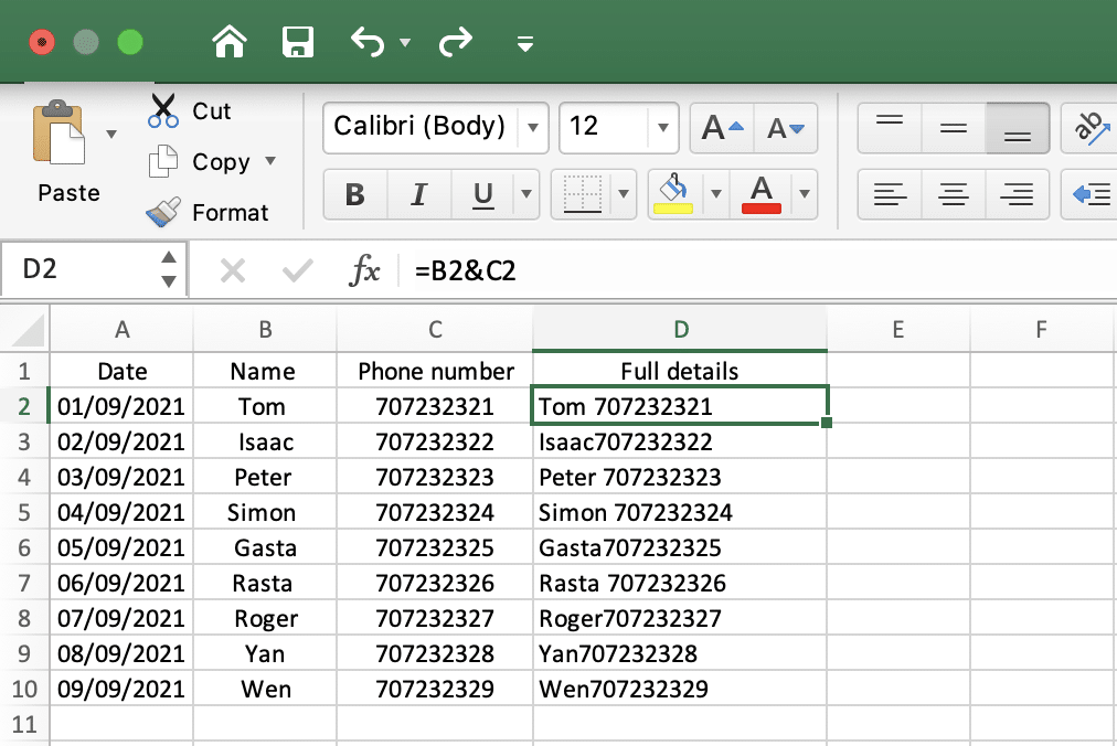 จะรวมคอลัมน์สเปรดชีต Excel 365 / 2021 หลายคอลัมน์ไว้ในคอลัมน์เดียวได้อย่างไร