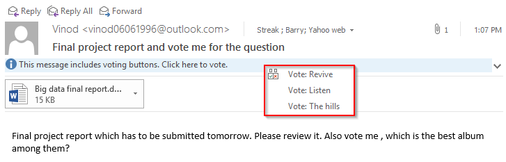 Cree botones de votación personalizados para sus mensajes de Outlook 2016 y 2019