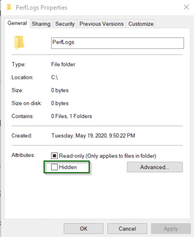 PerfLogs klasörünü silmek veya gizlemek güvenli midir?
