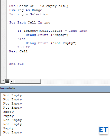 Bagaimana cara memeriksa apakah sel atau rentang beberapa sel kosong dengan Excel VBA?