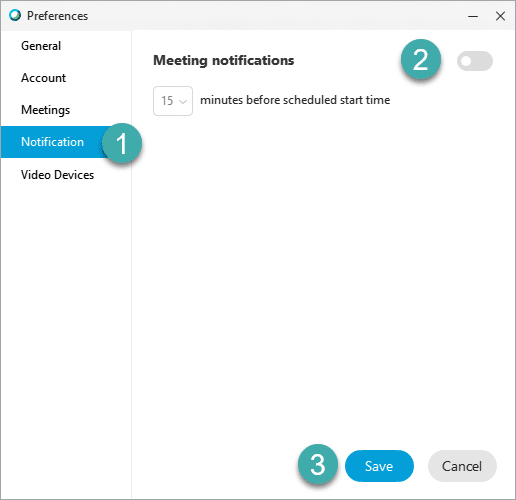 Nonaktifkan pengingat dan peringatan rapat desktop dari Cisco Webex