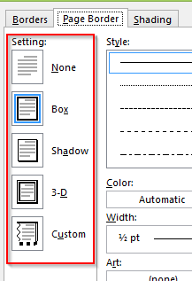 Word 2016/365/2019 문서에서 사용자 지정 페이지 테두리 만들기