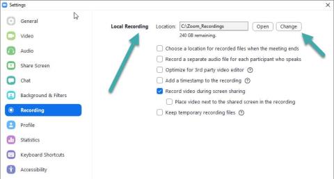 Ändern Sie den standardmäßigen Aufzeichnungsordner für Zoom-Meetings