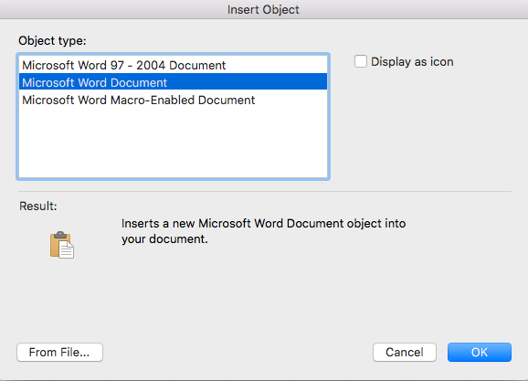 Làm cách nào để nhúng các đối tượng Word vào sổ làm việc Excel 2016/365/2019?