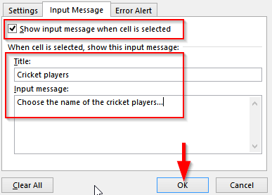 Message input Box. Show inputs