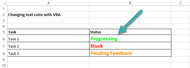 Bagaimana cara mengatur warna font teks Excel dengan VBA?