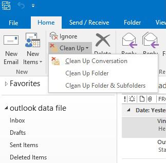 หยุดและลบข้อความอีเมลที่ซ้ำกันใน Outlook 2016 และ 2019