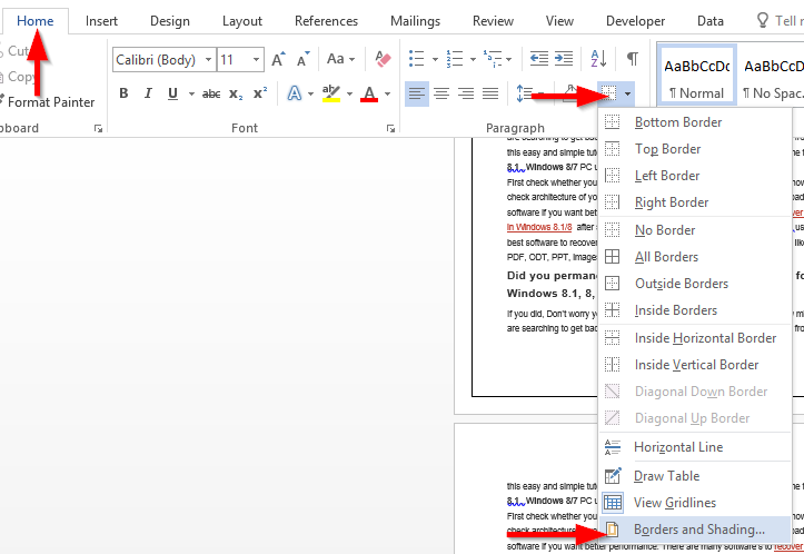 Haga su borde de página personalizado en un documento de Word 2016/365/2019