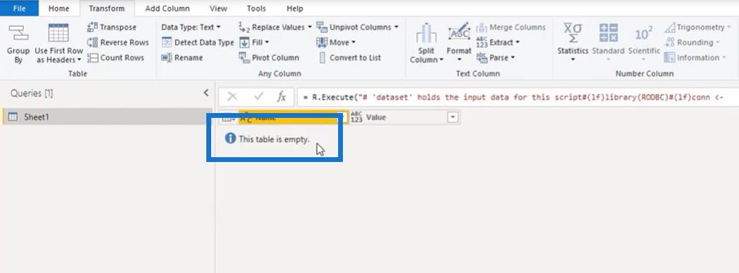 إنشاء تقرير LuckyTemplates إلى SQL Server باستخدام R Script