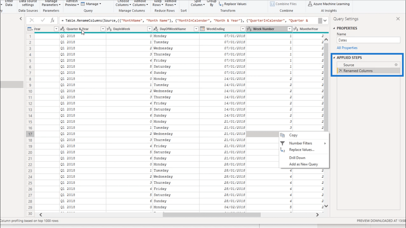 Création d'une table de dates dans LuckyTemplates