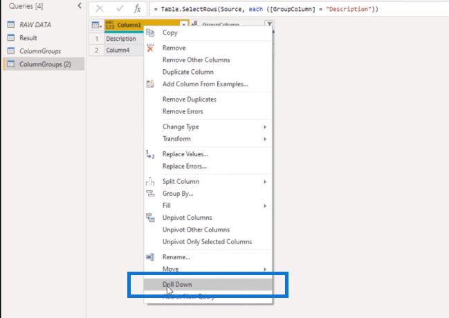 Comment fusionner dynamiquement des colonnes dans une table Power Query