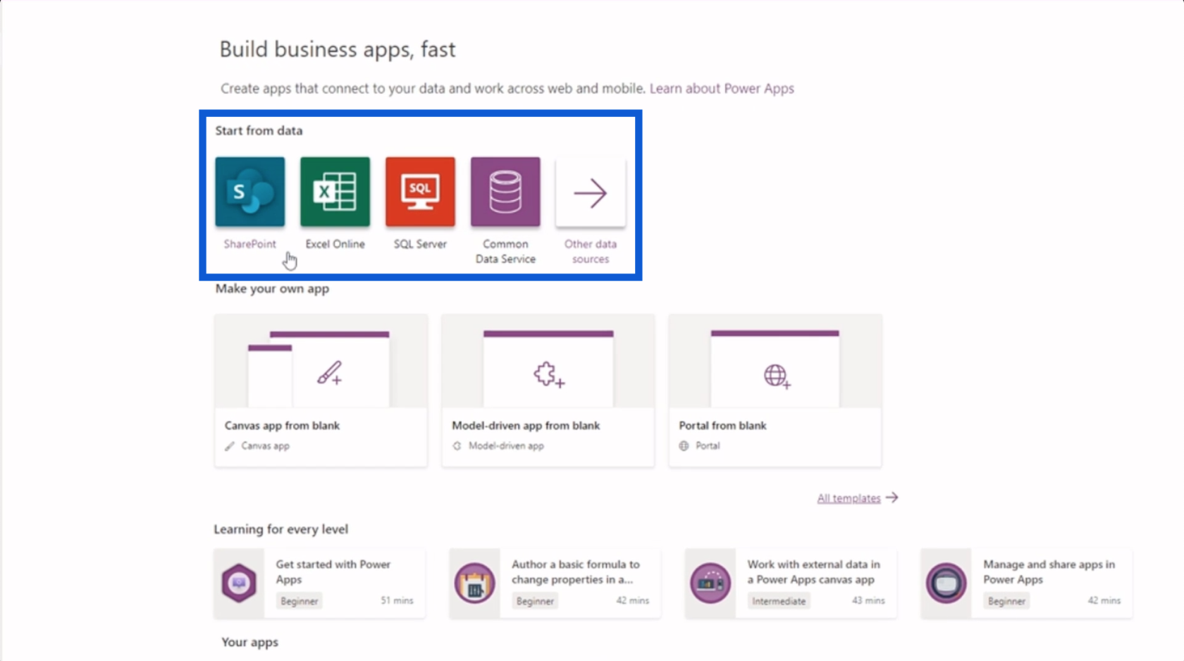 Konfiguracja środowiska Power Apps: Połącz z usługą OneDrive i Dyskiem Google