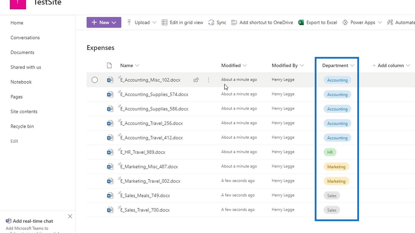 Ajout d'une bibliothèque de documents dans SharePoint