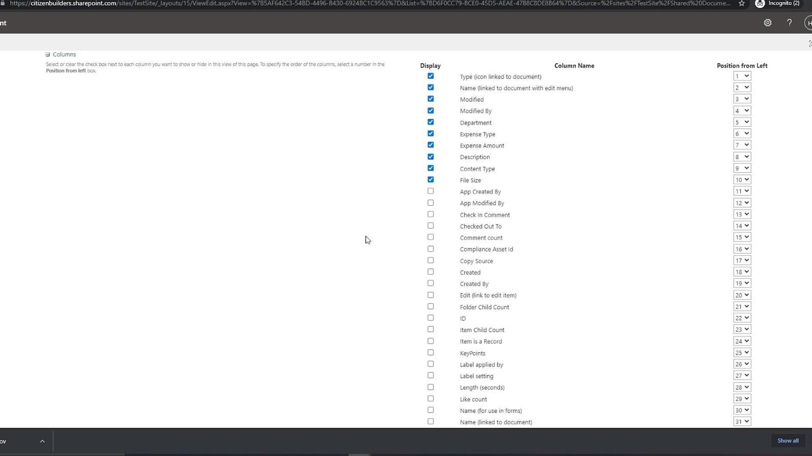 MS SharePoint 視圖 |  創建和保存