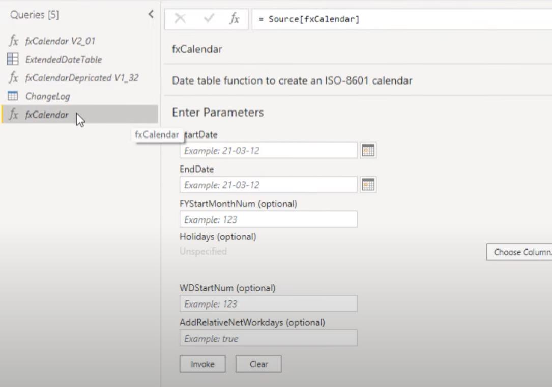 Présentation de la table de dates étendue Power Query V2