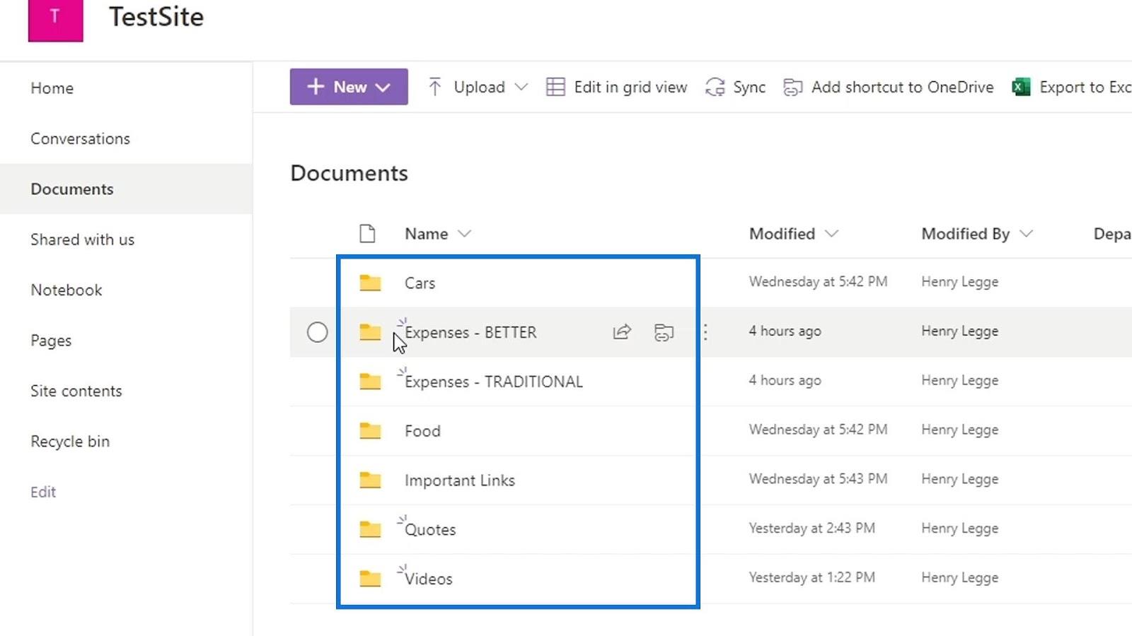 Ajout d'une bibliothèque de documents dans SharePoint