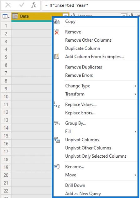 Outils, onglets et interface utilisateur Power Query