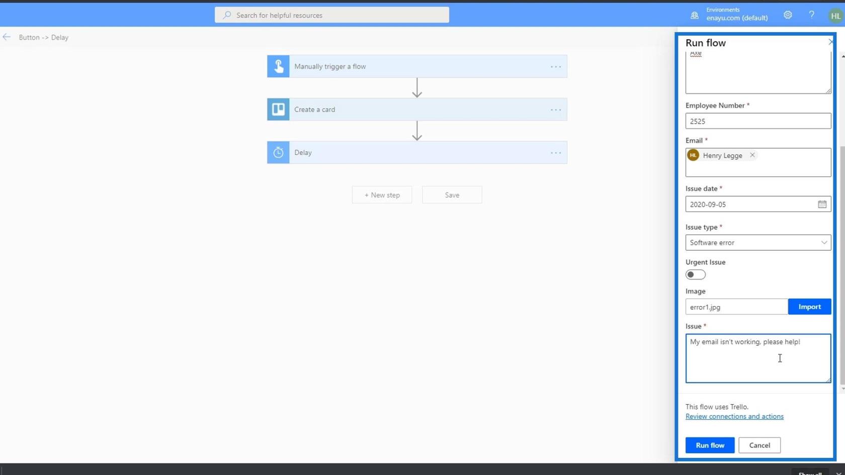 Entradas de fluxo de trabalho no Microsoft Power Automate