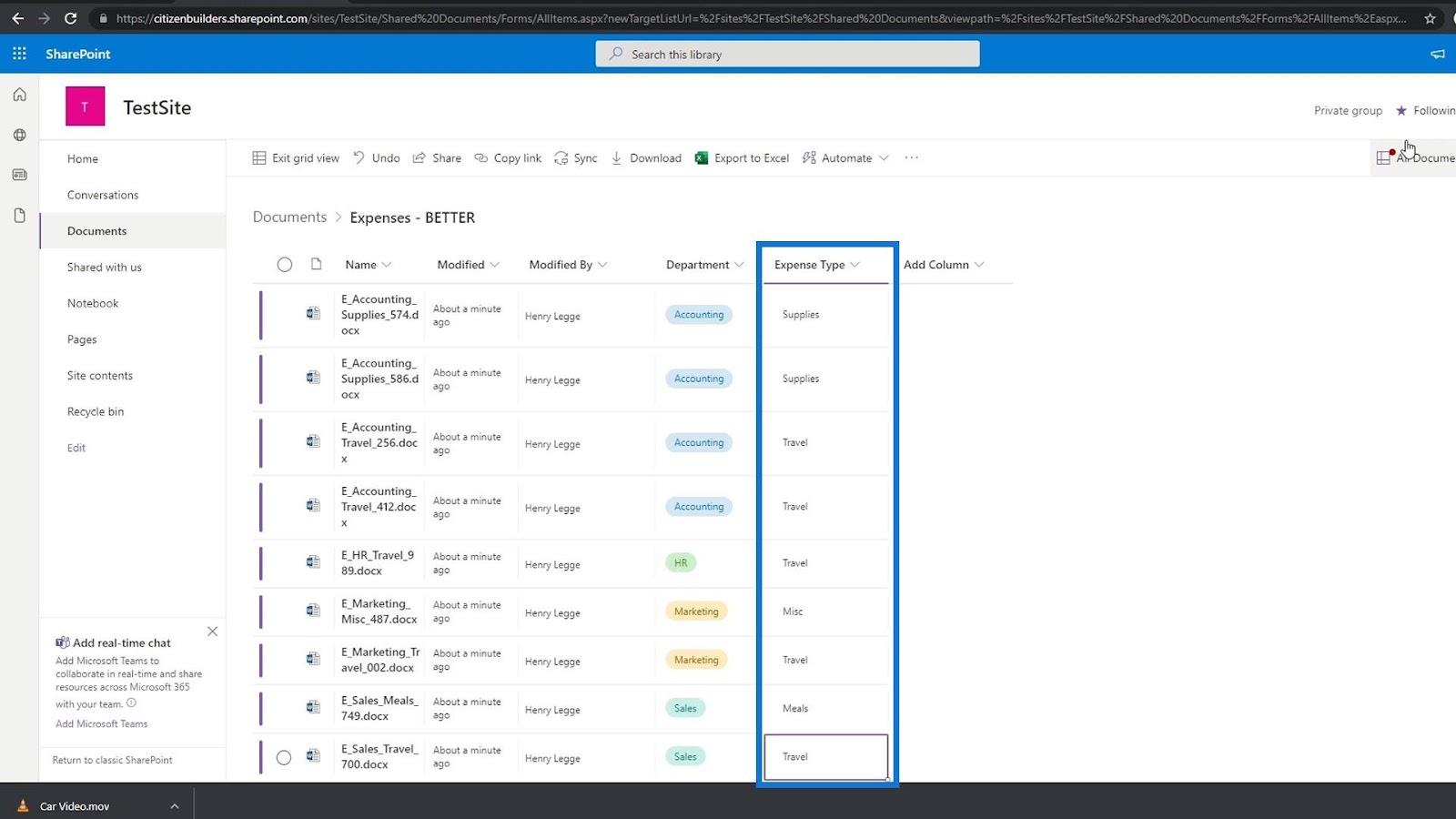 使用列在 SharePoint 中添加元數據