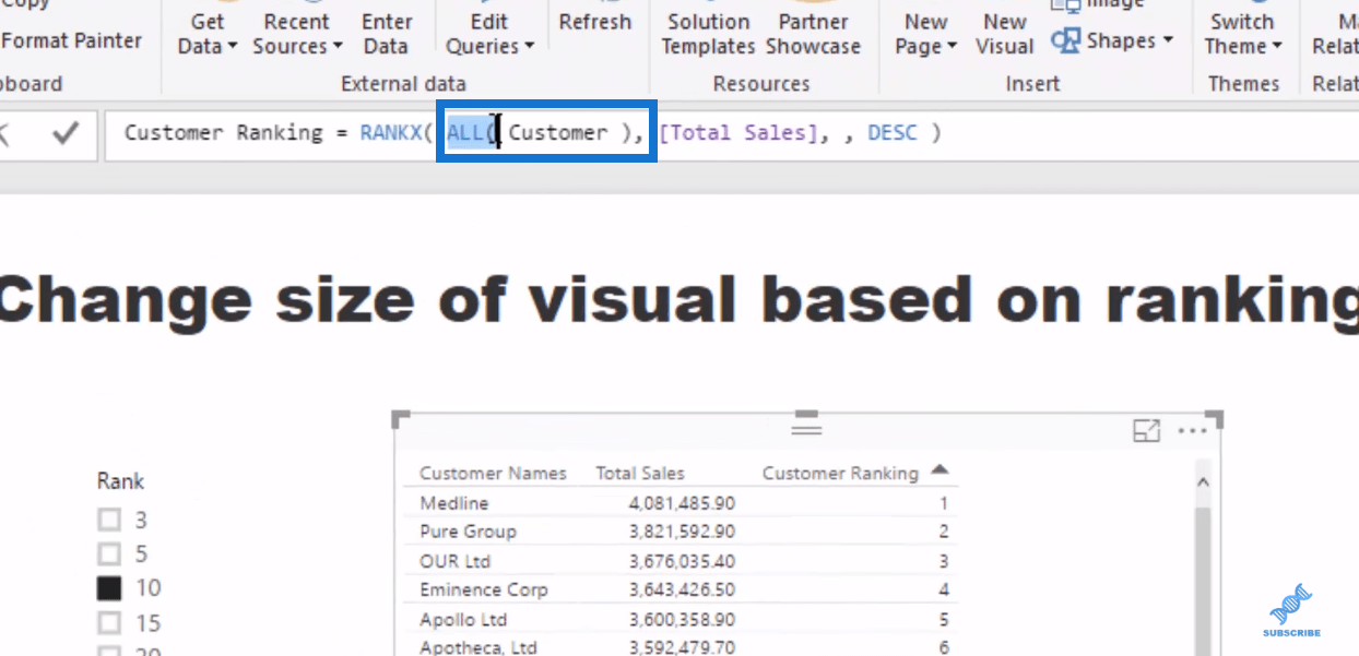 Visuels LuckyTemplates : Modifier la taille en fonction de la logique de classement