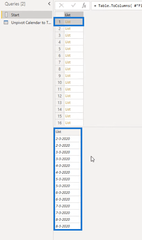 Transformer la disposition du type de calendrier en format tabulaire dans LuckyTemplates à l'aide de l'éditeur de requête