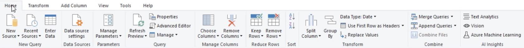 Outils, onglets et interface utilisateur Power Query