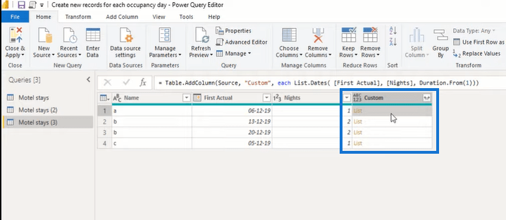 Power Query LuckyTemplates |  Créer de nouveaux enregistrements basés sur des champs de date